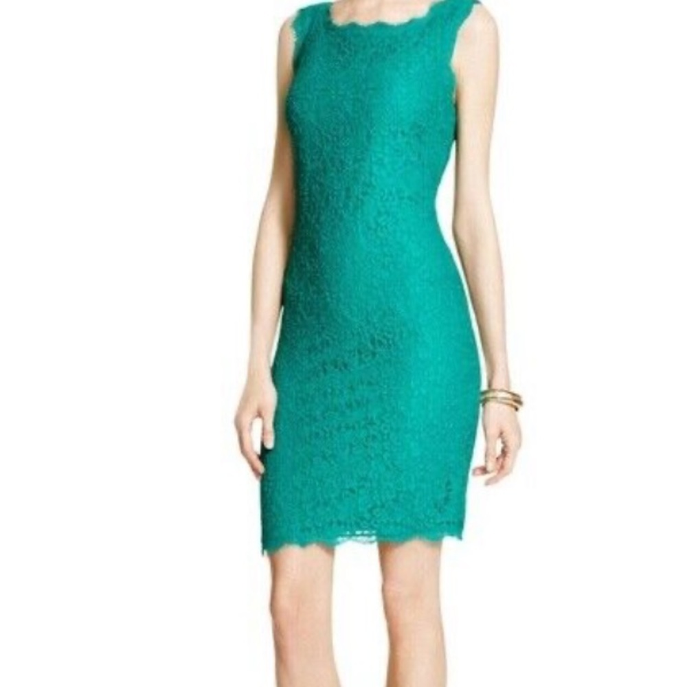 Adrianna Papell Women's Green Sleeveless Mid Length Lace Cocktail Dress